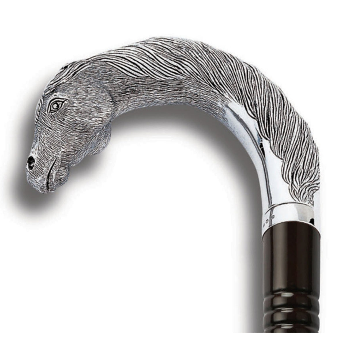 Sterling Silver & Teak Horse Head Walking Stick