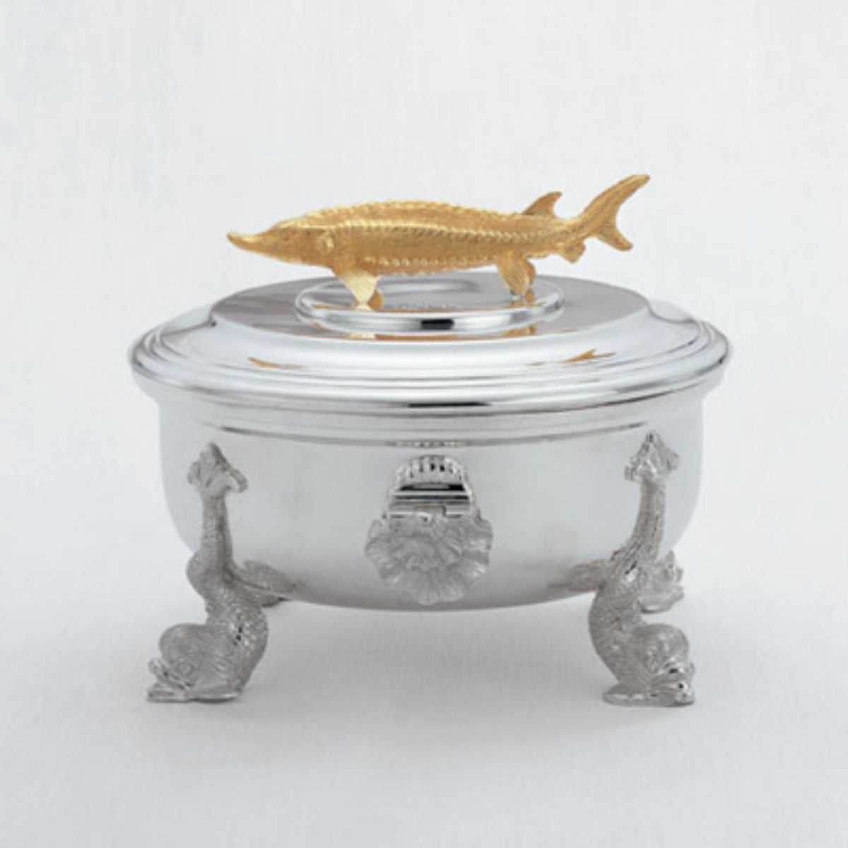 Sterling Silver & Gold Cavier Dish