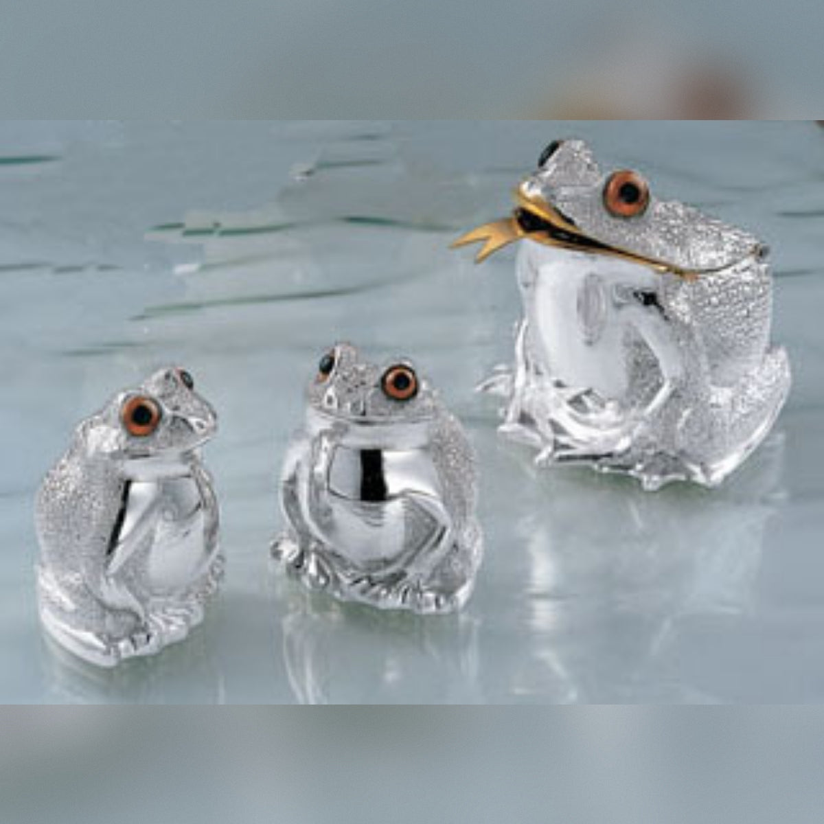 Sterling Silver Frog Condiment Set