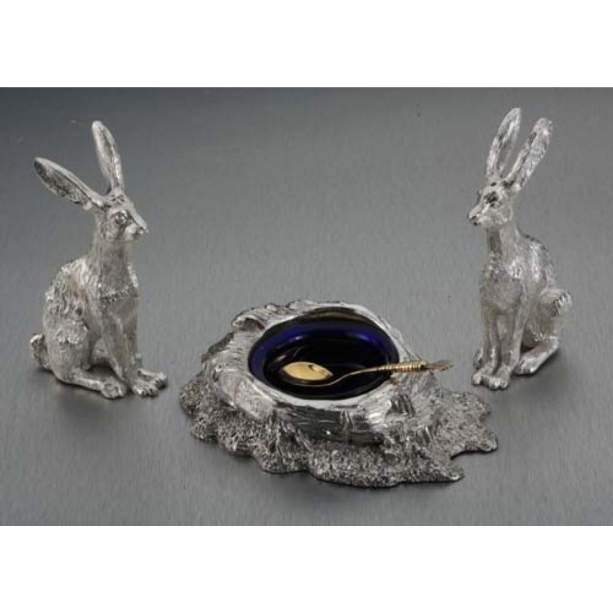 Sterling Silver & Gold Hare Condiment Set