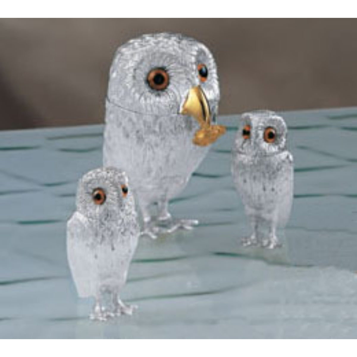 Sterling Silver & Gold Owl Condiment Set