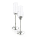 Pewter and Crystal Domaine Champagne Flute Pair