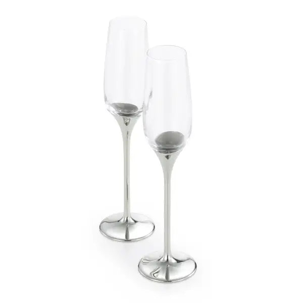 Pewter and Crystal Domaine Champagne Flute Pair