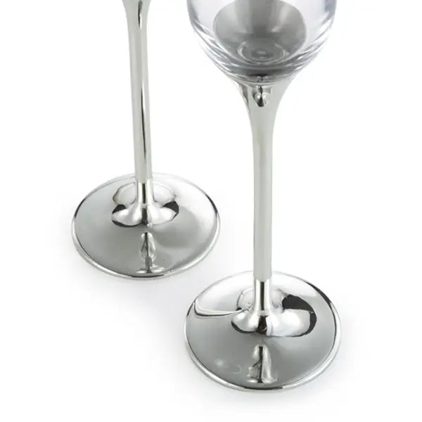 Pewter and Crystal Domaine Champagne Flute Pair