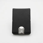 Black Leather Playing Card Case with Silver Plated Clasp