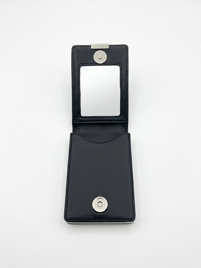 Black Leather Playing Card Case with Silver Plated Clasp