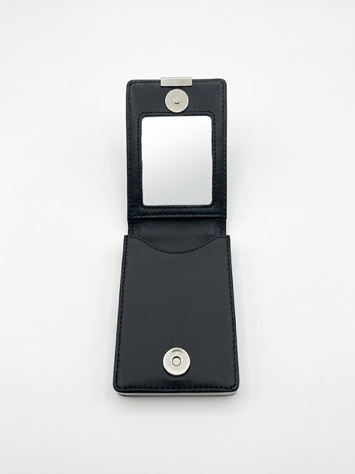 Black Leather Playing Card Case with Silver Plated Clasp