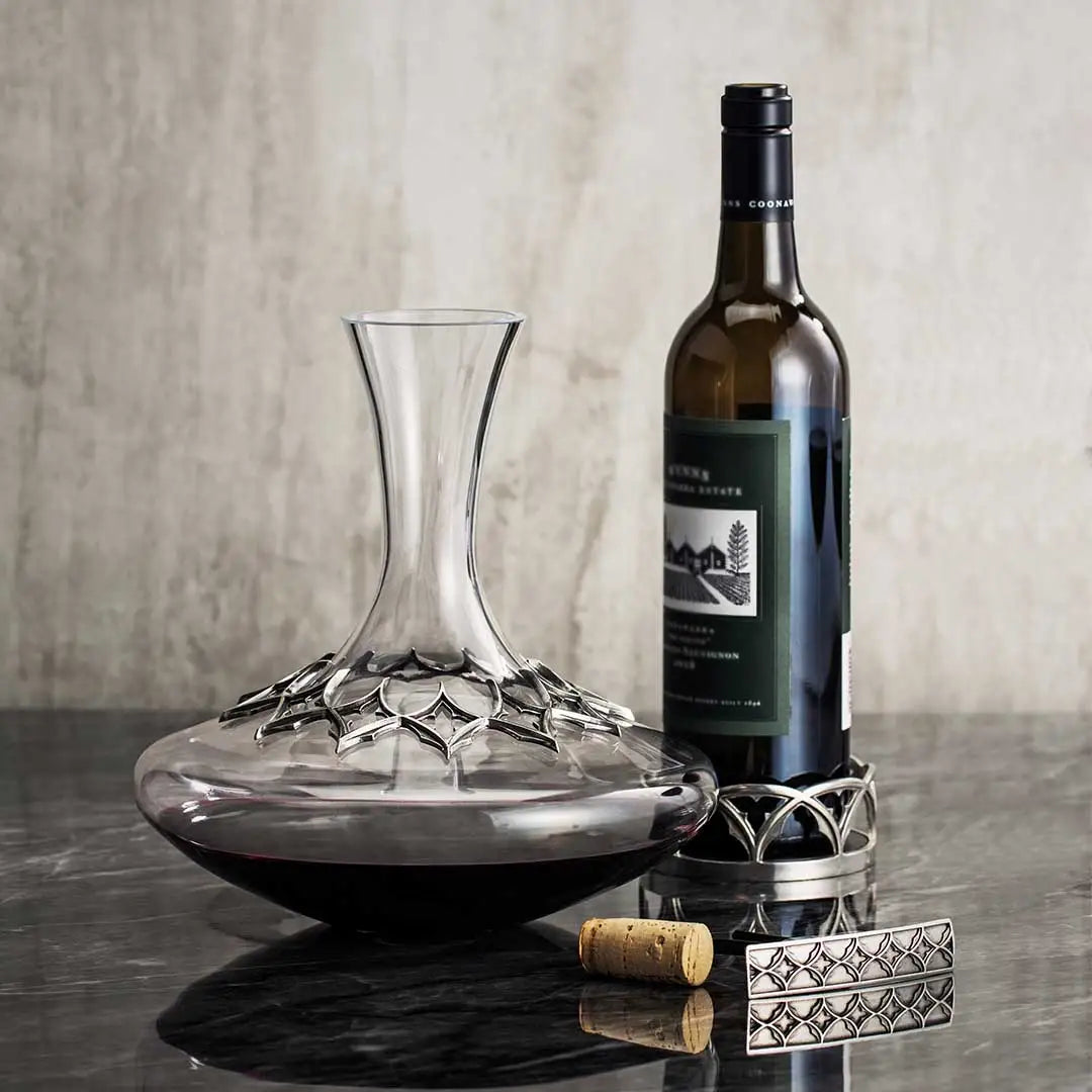 Pewter and Glass Tracery Decanter 1ltr