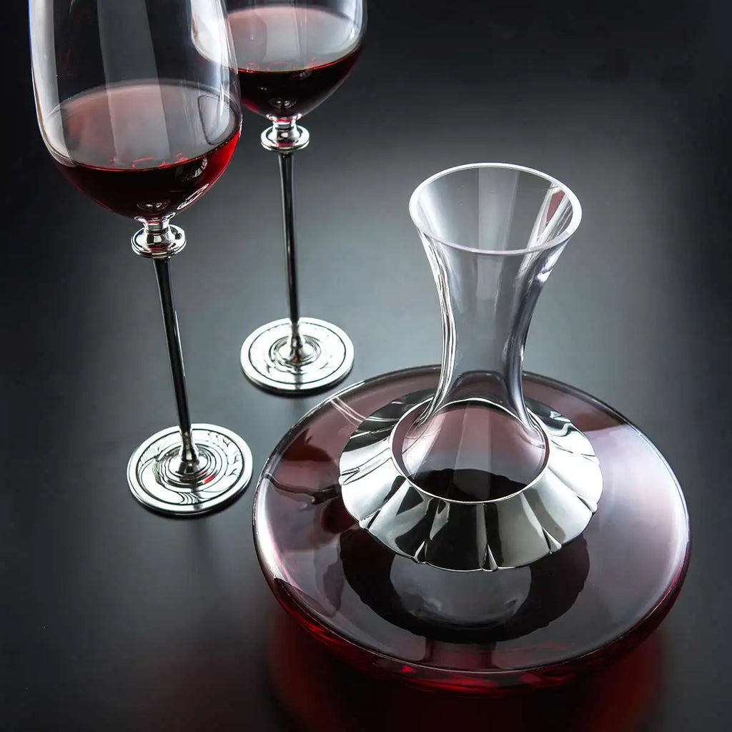 Pewter and Glass Wine Celebration Decanter