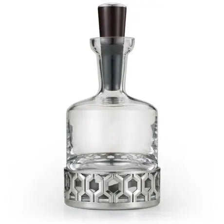 Pewter and Glass Hexagon Whiskey Decanter 75cl