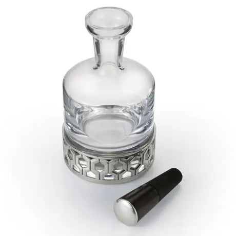Pewter and Glass Hexagon Whiskey Decanter 75cl