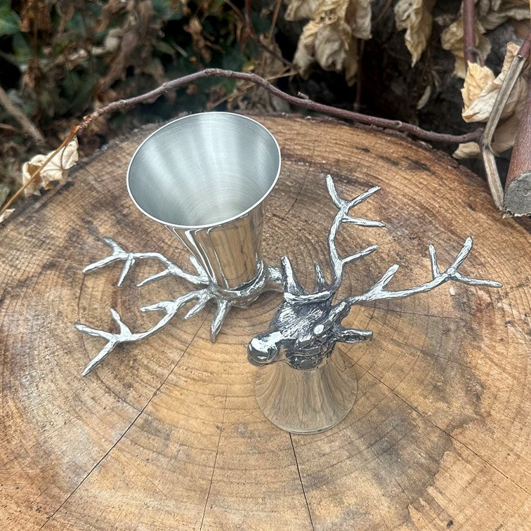 Pewter Stag Head Stirrup Cup 3oz
