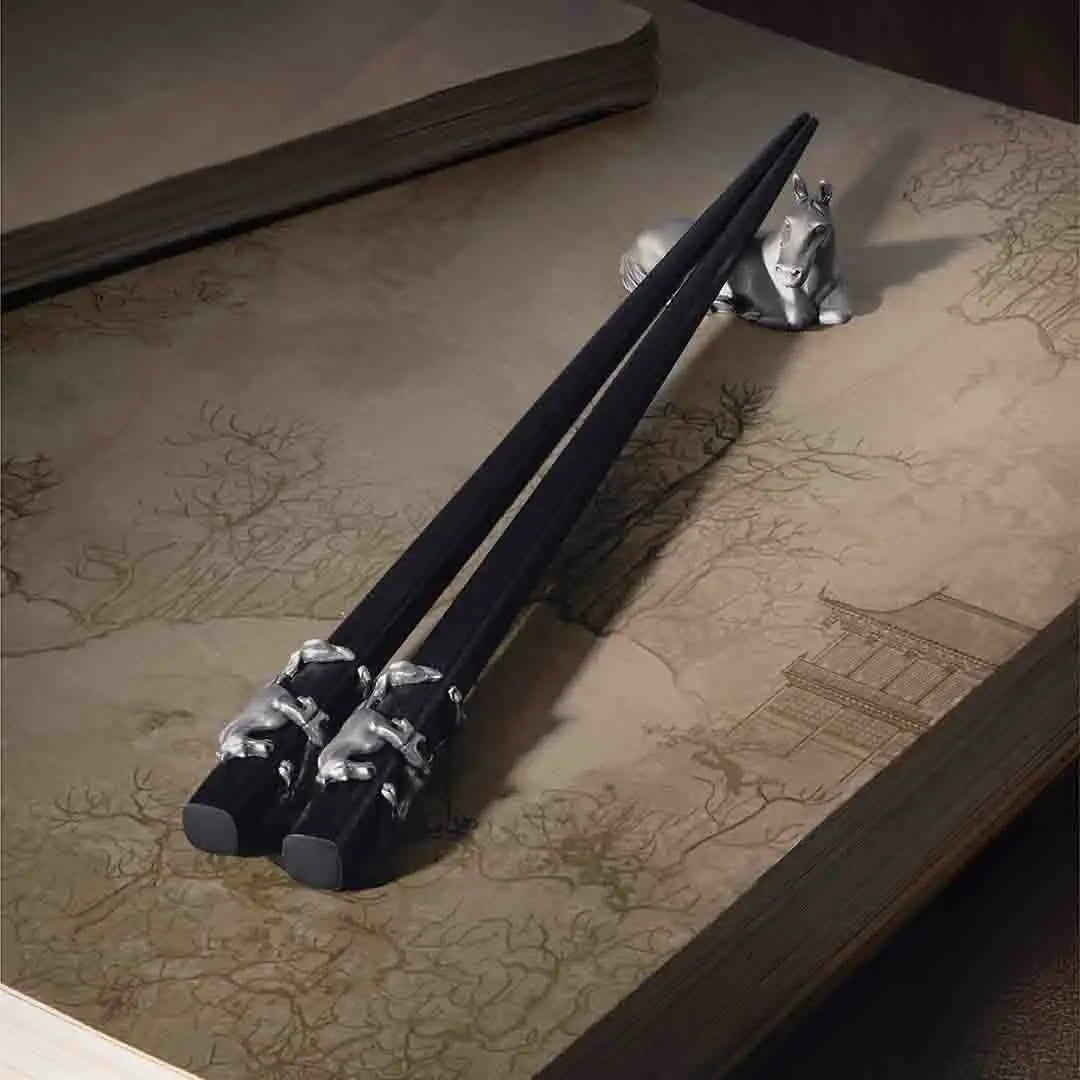 2026 Year of the Horse Pewter Chopstick Rest Set (Set of 2)