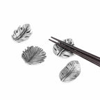 Tropical Leaves Pewter Chopstick Rest Set (Set of 2)