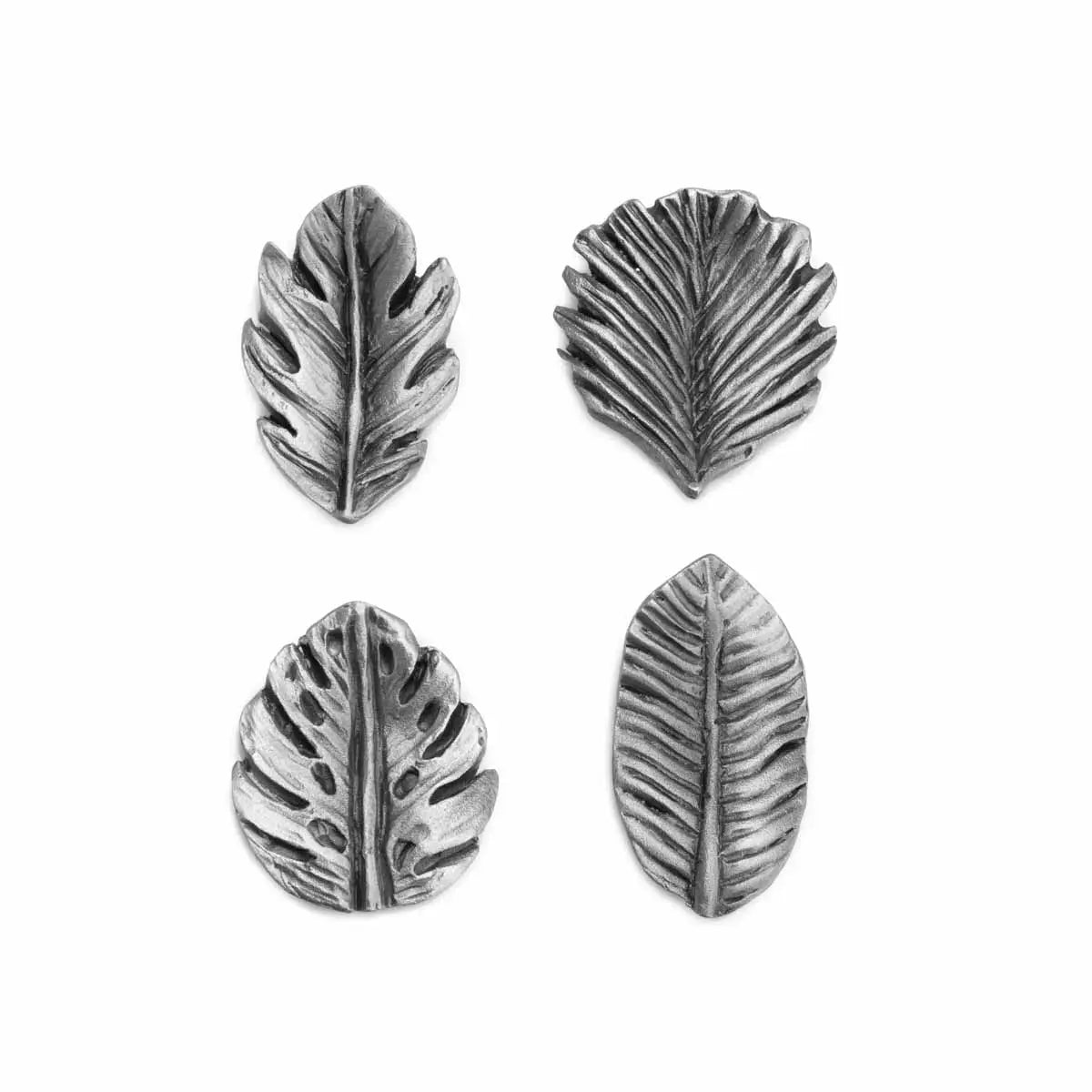 Tropical Leaves Pewter Chopstick Rest Set (Set of 2)