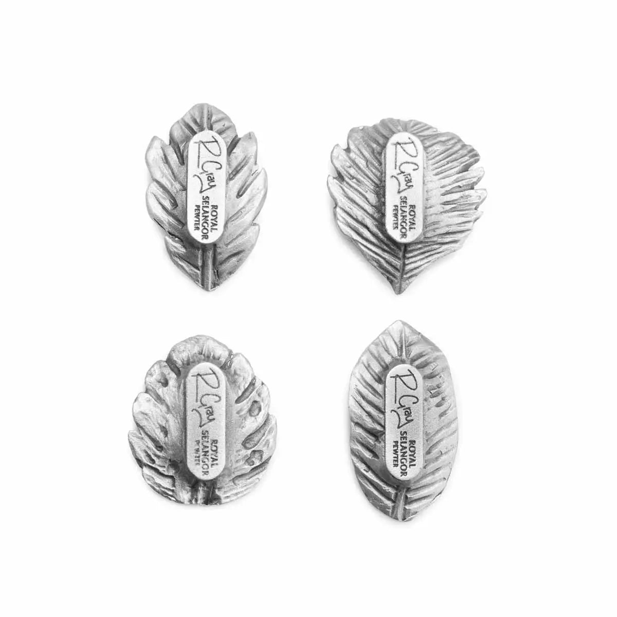 Tropical Leaves Pewter Chopstick Rest Set (Set of 2)