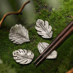 Tropical Leaves Pewter Chopstick Rest Set (Set of 2)