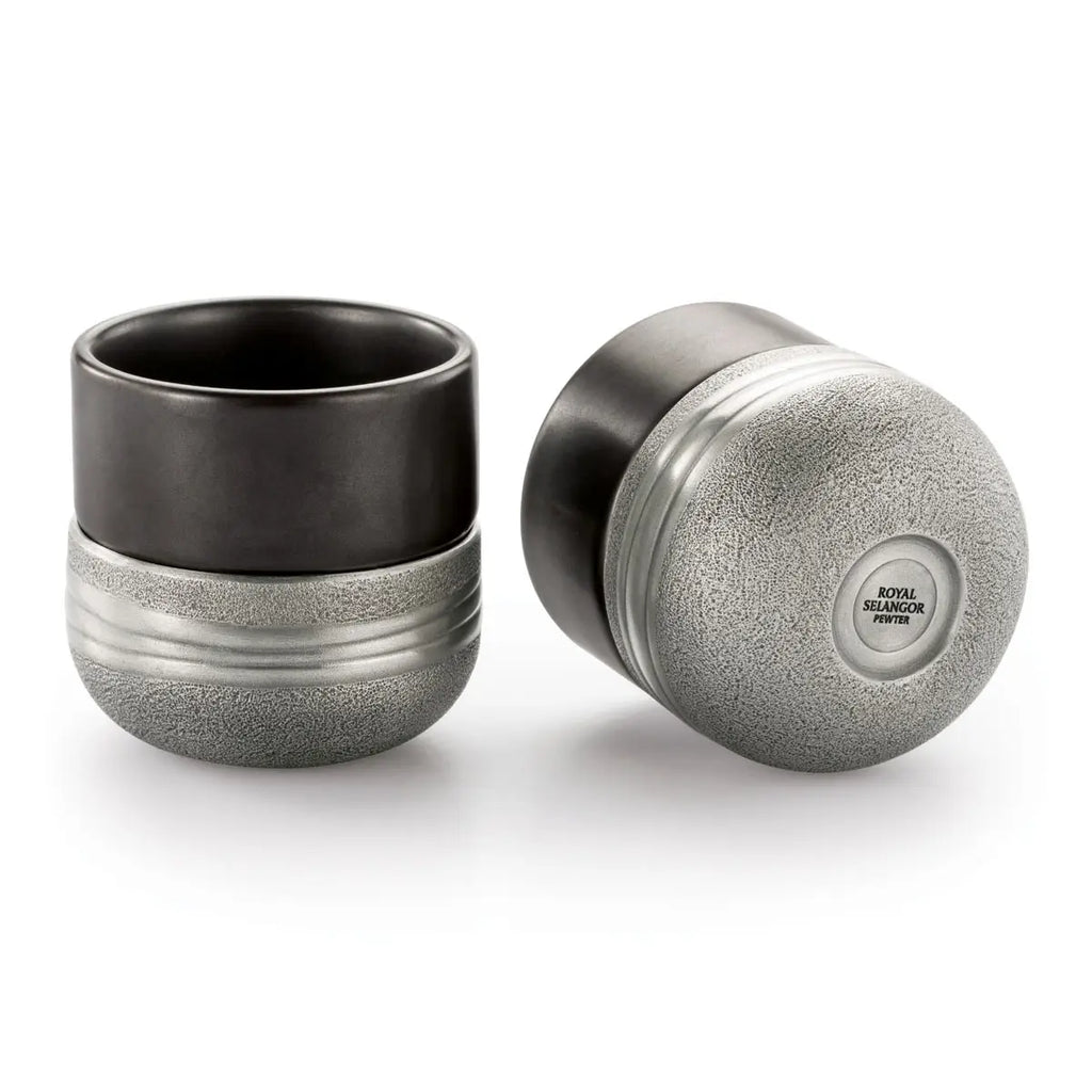 Sense Pewter & Ceramic Teacup Pair